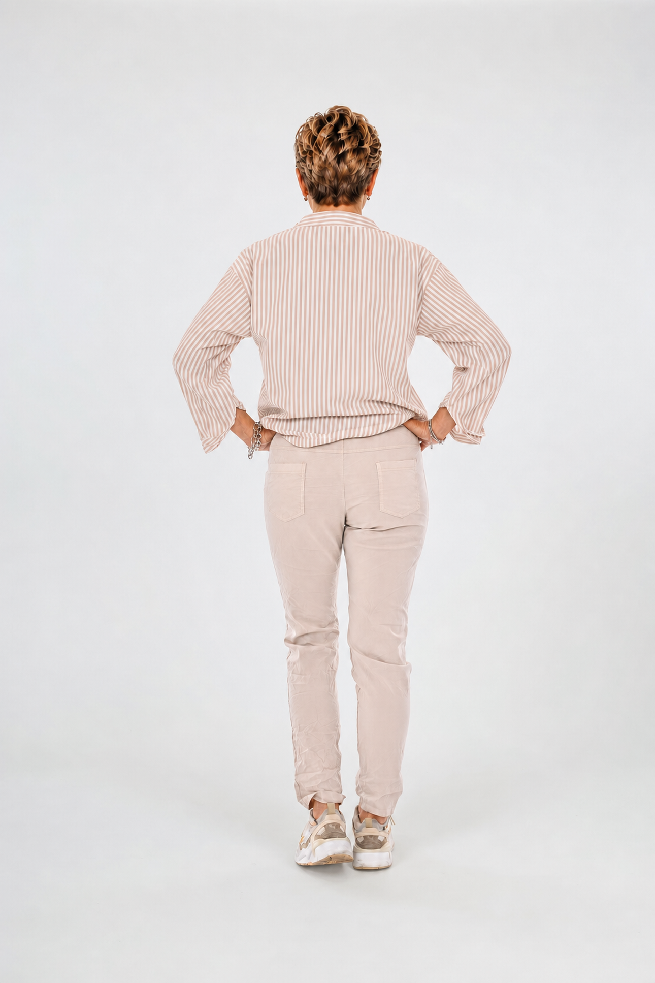 Stretchbroek uni beige